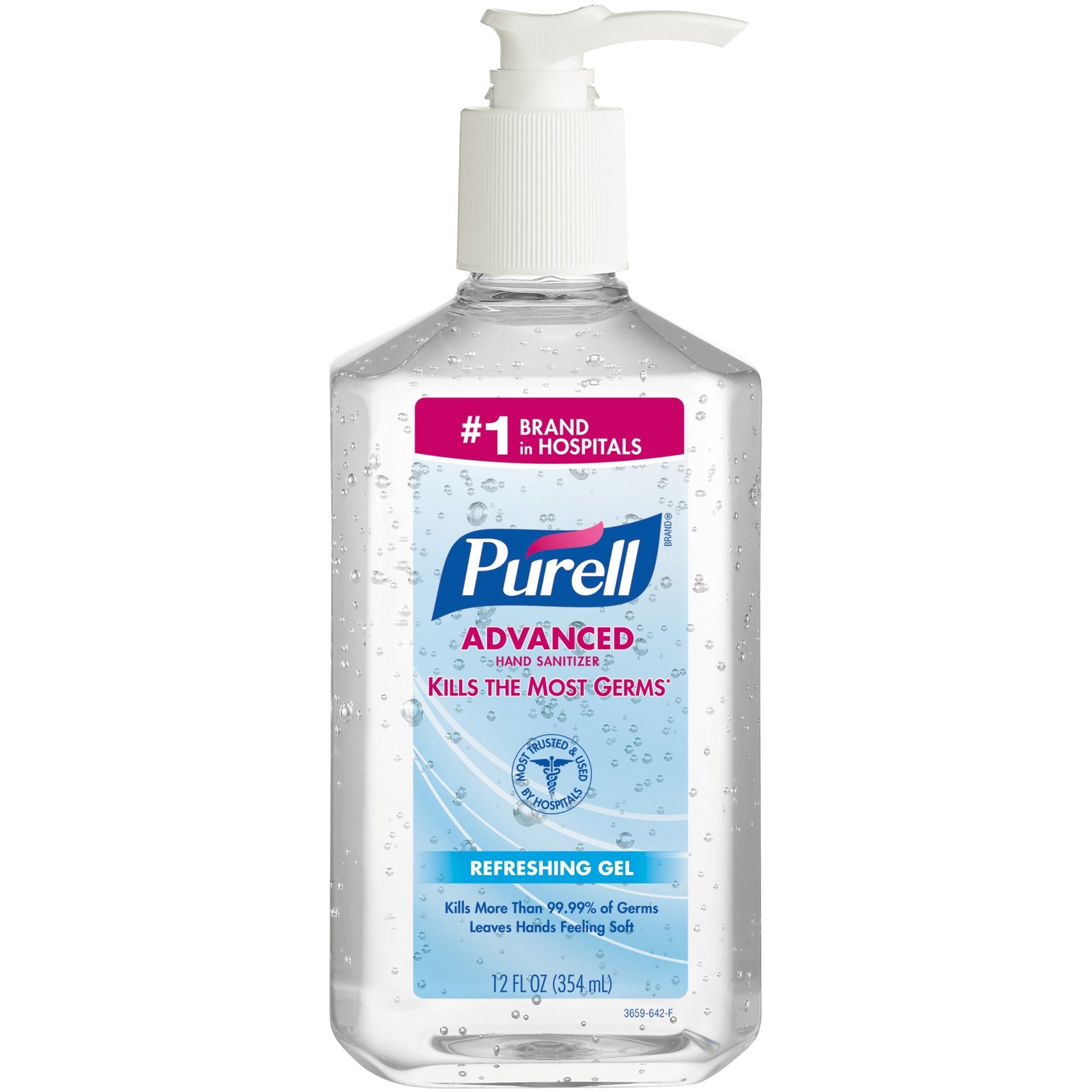 PURELL® Advanced Hand Sanitizer Gel - Clean Scent - 12 fl oz - Pump Bottle Dispenser - Kill Germs - Multipurpose - Moisturizing - Clear - Triclosan-free, Paraben-free, Phthalate-free - 1 Each