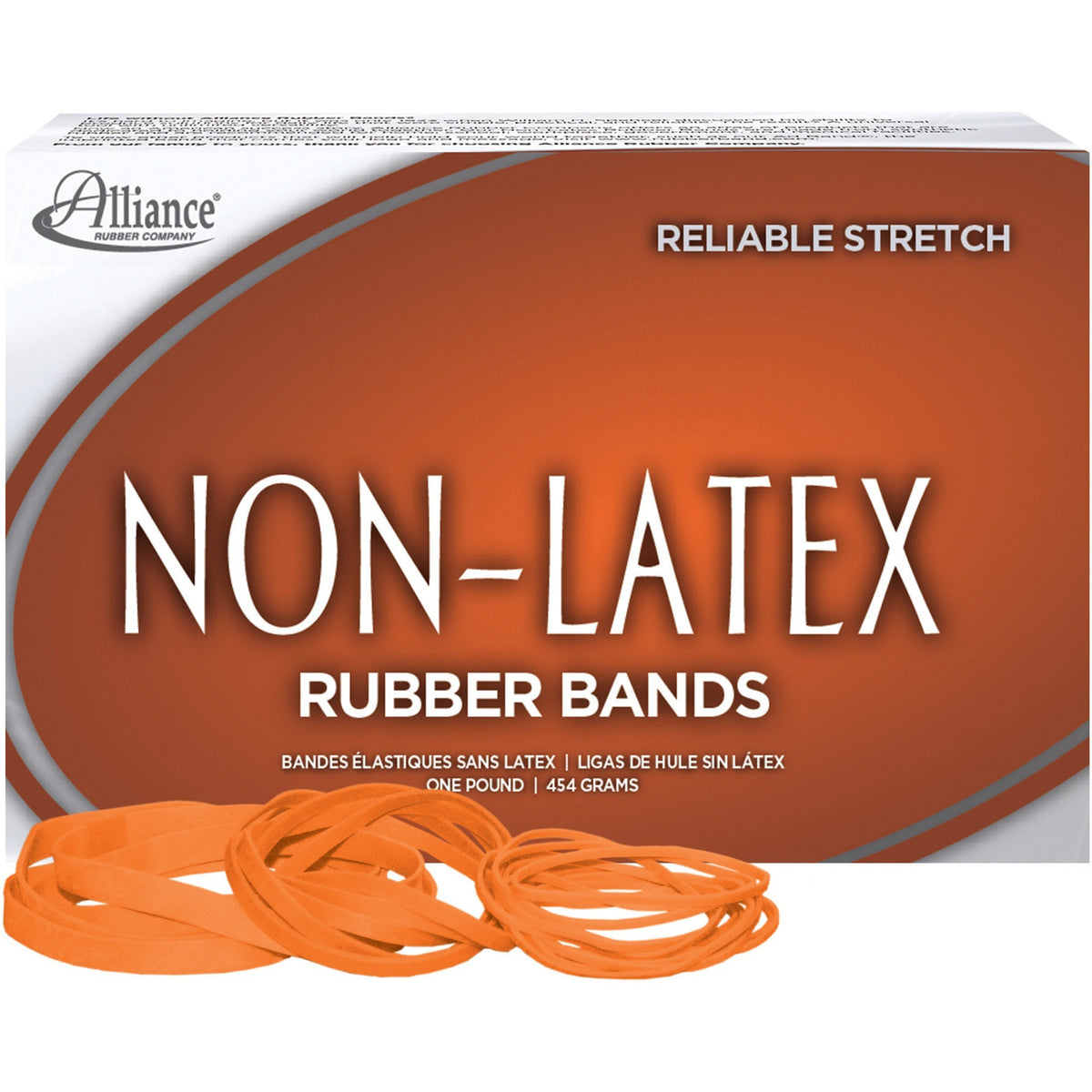 Alliance Rubber Rubber Bands - Size: #54 - Latex-free, Stretchable - Synthetic Rubber - Orange - 1 Box