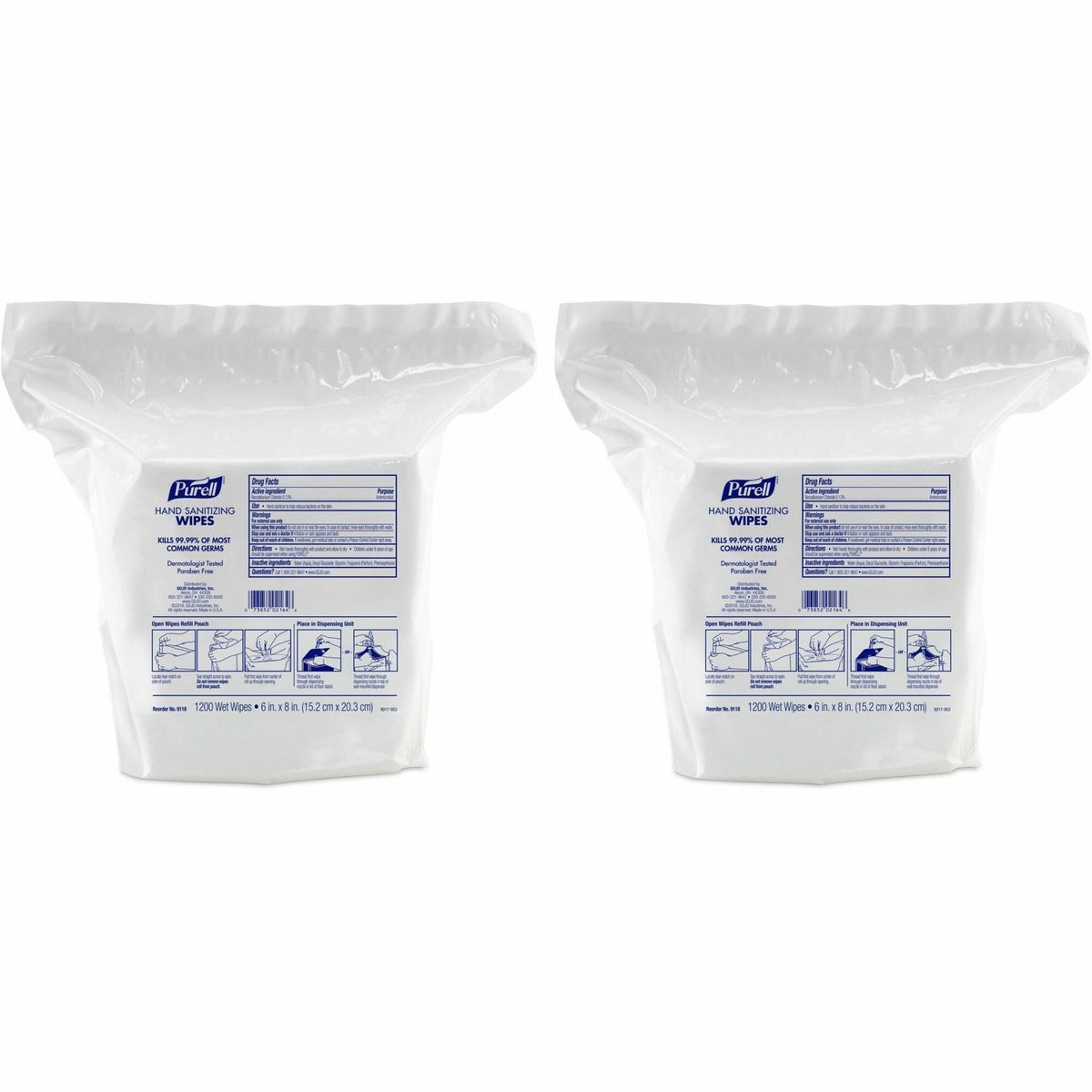 PURELL® Sanitizing Wipes - WhitePack - 1200/Pack - 2 / Carton