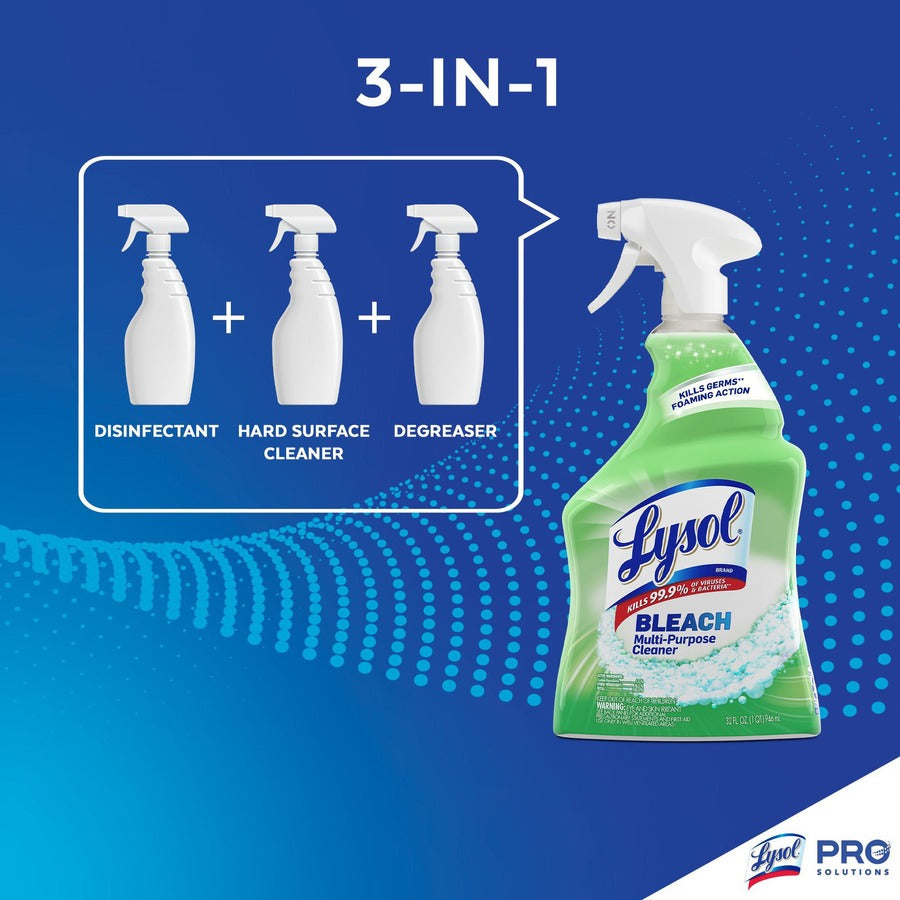 Lysol Multi-Purpose Cleaner with Bleach - For Multipurpose - 32 fl oz (1 quart) - Recommended For: Stain Remover, Soap Scum Remover - Kill Germs, Disinfectant, Anti-bacterial - White - 1 Each