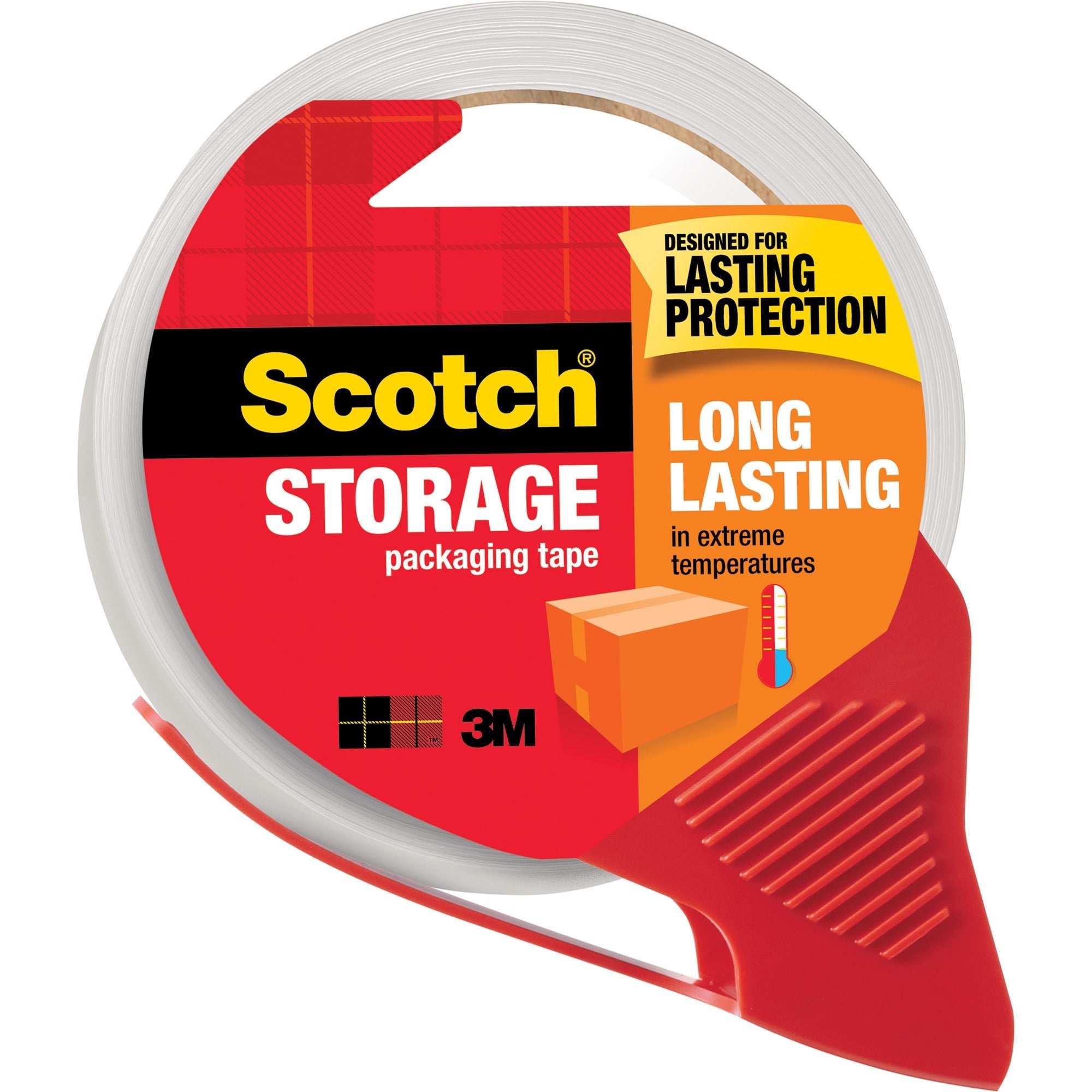 Scotch Long-Lasting Storage/Packaging Tape - 38.20 yd Length x 1.88" Width x 2.4 mil Thickness - 3" Core - Clear - Acrylic Backing - Dispenser Included - Handheld Dispenser - Long Lasting - For Moving, Packing, Mailing - 1 Roll
