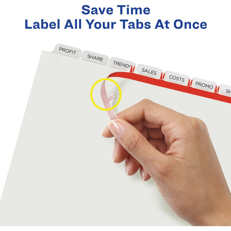 Avery® Index Maker Index Divider - 400 x Divider(s) - Print-on Tab(s) - 8 - 8 Tab(s)/Set - 8.5" Divider Width x 11" Divider Length - 3 Hole Punched - White Paper Divider - White Paper Tab(s) - 50 / Box
