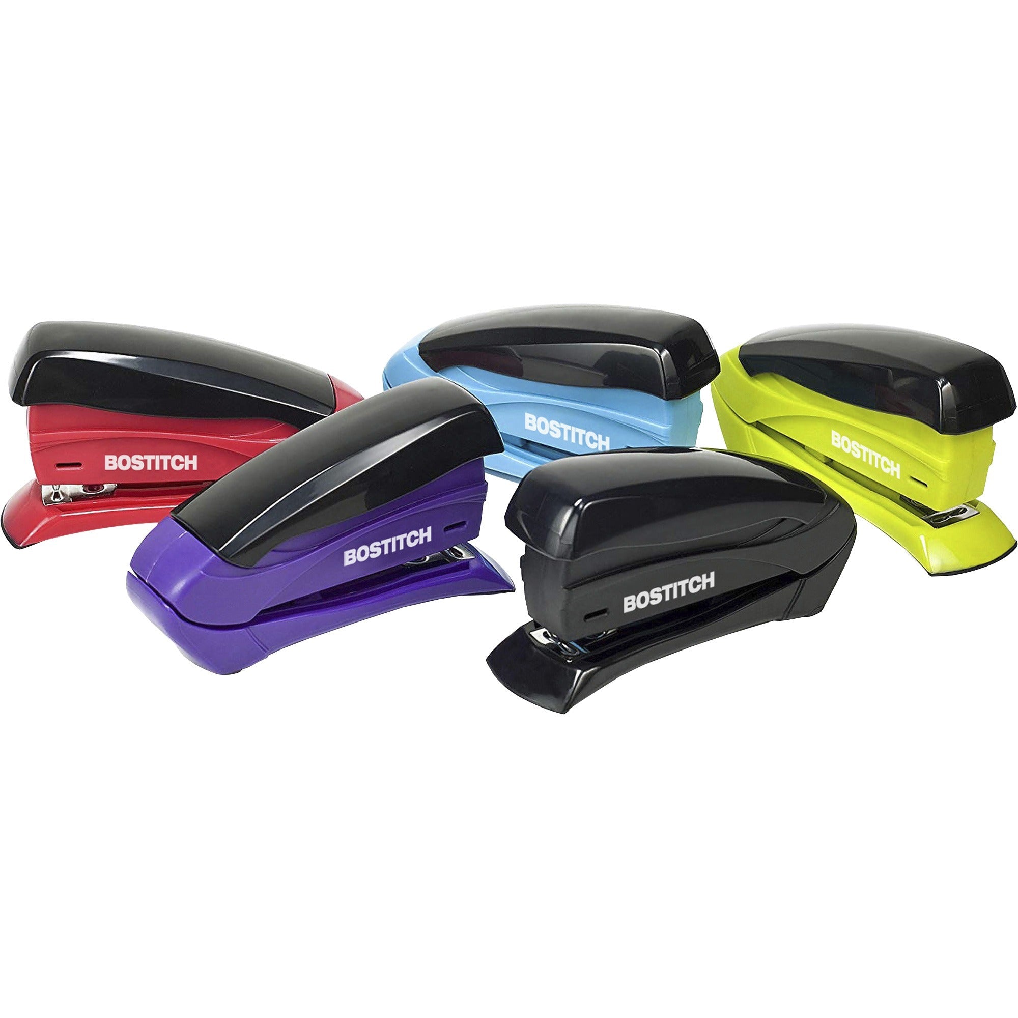 Bostitch Inspire 15 Spring-Powered Compact Stapler - Staples Upto 15 Sheet - Holds Upto 105 Staple - Half Strip - Staple Size: 0.25" , - 26/0.24" - Assorted - Rubber - 1 Each
