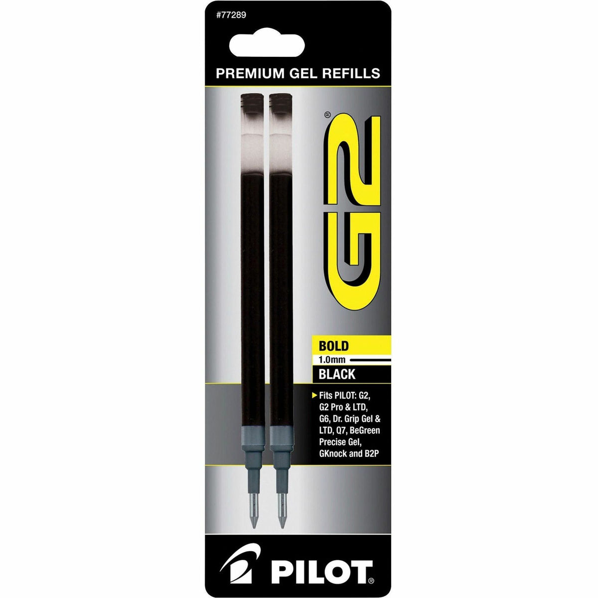 Pilot G2 Bold Gel Pen Refills - 1 mm , Bold Point - Black Ink - Smear Proof, Water Resistant - 2 / Pack
