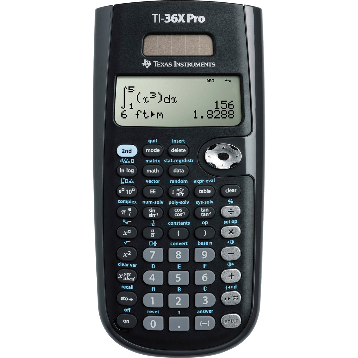 Texas Instruments TI-36X Pro Scientific Calculator - 4 Line(s) - 16 Digits - LCD - Battery/Solar Powered - 0.7" Height x 3.3" Width x 7.2" Depth - Black - 1 Each