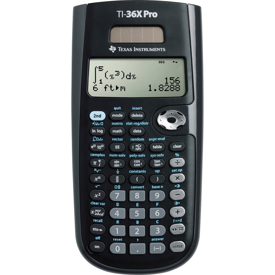 Texas Instruments TI-36X Pro Scientific Calculator - 4 Line(s) - 16 Digits - LCD - Battery/Solar Powered - 0.7" Height x 3.3" Width x 7.2" Depth - Black - 1 Each