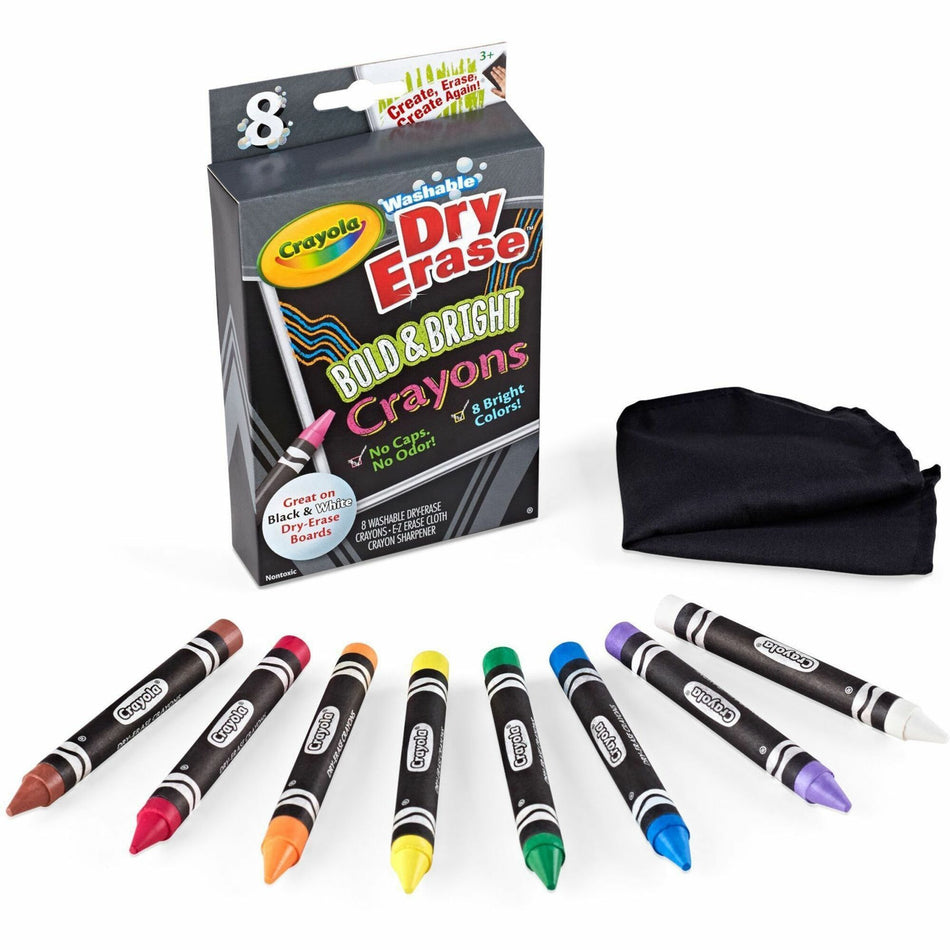 Crayola Odorless Dry Erase Crayons - Bright Assorted - 8 / Box