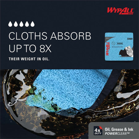 Wypall Oil, Grease & Ink Quarterfold Disposable Cloths - Left