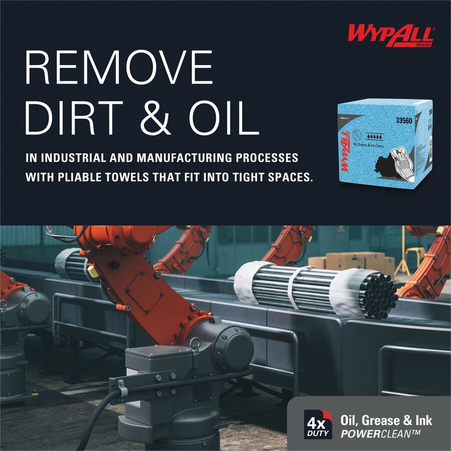 Wypall Oil, Grease & Ink Quarterfold Disposable Cloths - Front