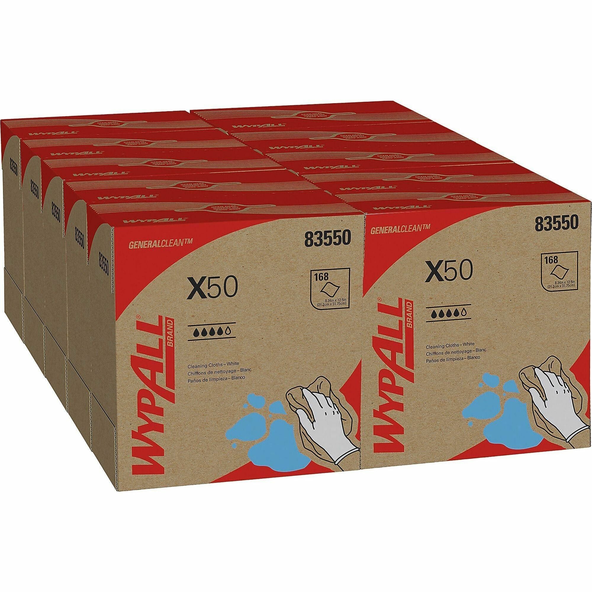 Wypall GeneralClean X50 Cleaning Cloths - Pop-Up Box - 2000