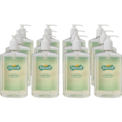 Micrell Antibacterial Lotion Soap - 12 fl oz - Pump Bottle Dispenser - Kill Germs - Hand - Antibacterial - Orange - Fast Acting, Bio-based, Non-irritating, Triclosan-free - 12 / Carton