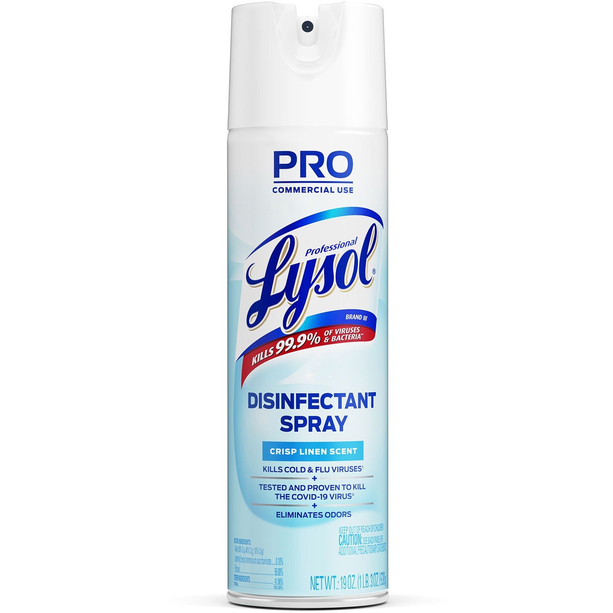 Professional Lysol Disinfectant Spray - 19 fl oz (0.6 quart) - Crisp Linen Scent - Clear - 1 Each