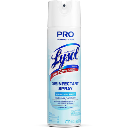 Professional Lysol Disinfectant Spray - 19 fl oz (0.6 quart) - Crisp Linen Scent - Clear - 1 Each