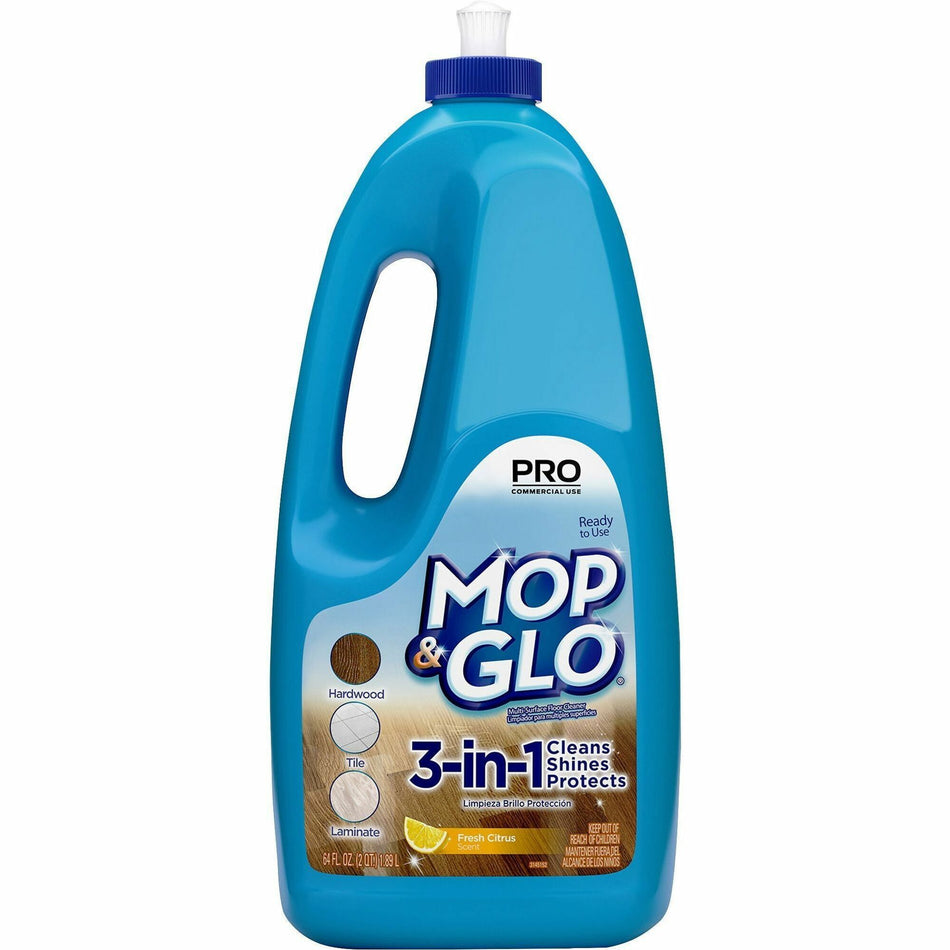 Professional MOP & GLO® Triple Action Floor Shine Cleaner - For Wood, Vinyl, Tile, Linoleum Floor, Ceramic - 64 oz (4 lb) - Fresh Citrus Scent - Recommended For: Scratch Remover, Dirt Remover - Tan - 1 Each