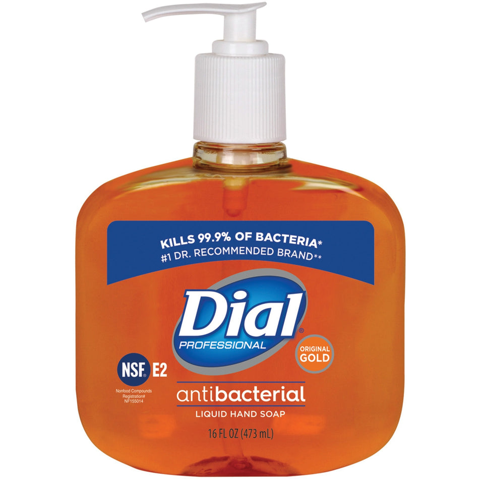 Dial Original Gold Antimicrobial Liquid Soap - 16 fl oz - Pump Bottle Dispenser - Bacteria Remover, Kill Germs - Hand, Skin - Gold - 1 Each