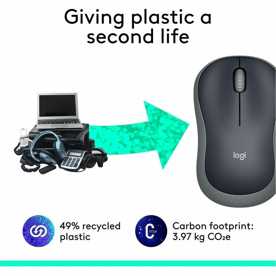 Logitech Plug-and-Play Wireless Mouse - Optical - Wireless - 32.81 ft - Radio Frequency - 2.40 GHz - Silver - USB - 1000 dpi - Scroll Wheel - 3 Button(s) - Symmetrical - 1 x AA Battery Supported - 1 Year Battery Run Time - 1 Each