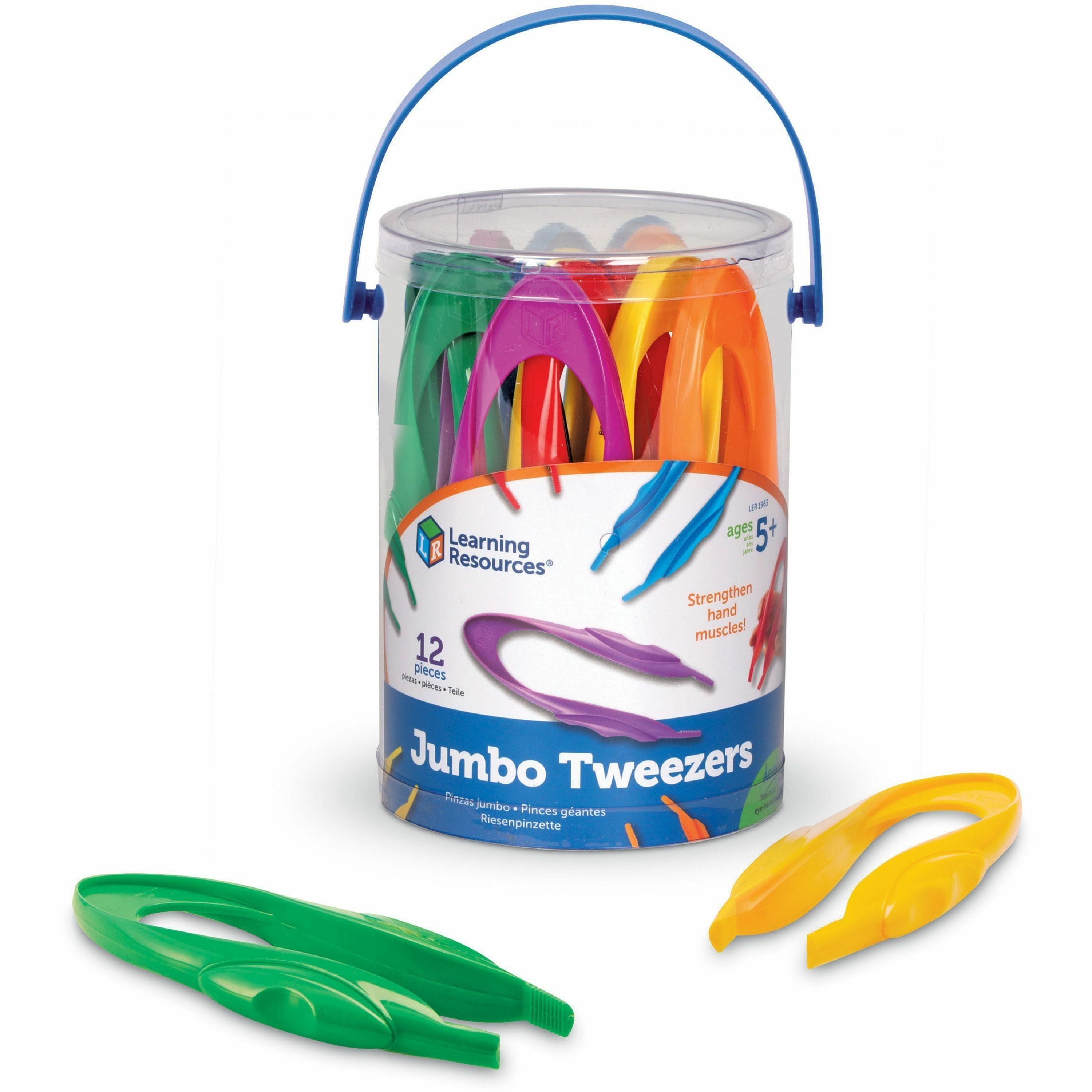 Learning Resources Primary Science Jumbo Tweezers - Multi-activity Toy - Theme/Subject: Learning - 5+ - 12 Pieces - Red, Blue, Green, Yellow, Orange, Purple
