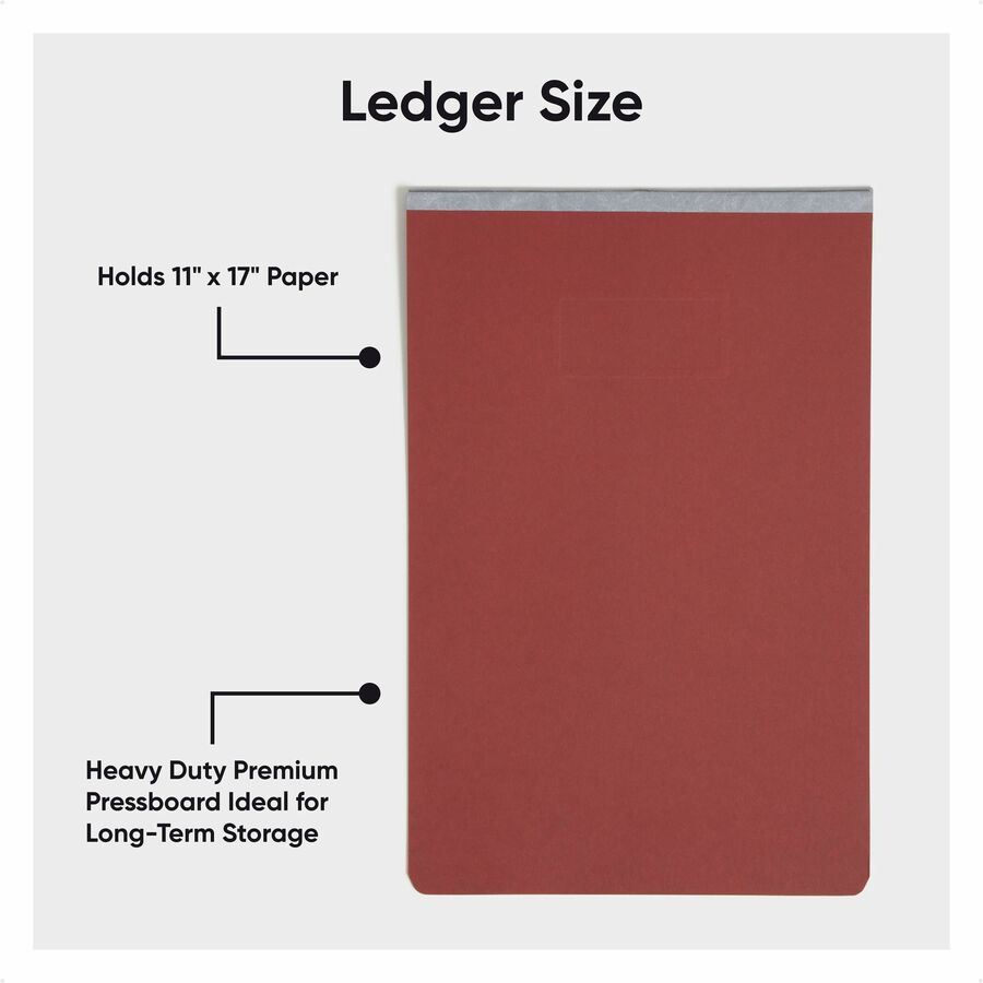 Smead Recycled Report Cover - 3" Folder Capacity - 11" x 17" - 3" Expansion - 1 Fastener(s) - 25 pt. - Pressboard - Red - Metal Compressor, Hinged - 100% Paper Recycled - 1 Each