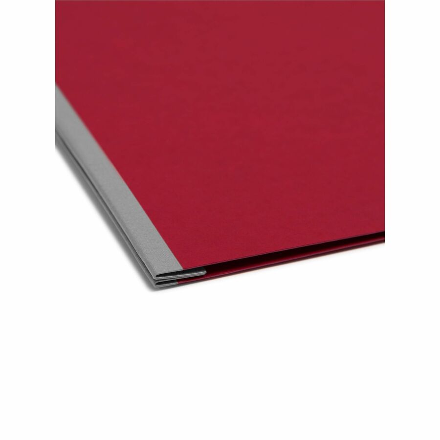Smead Recycled Fastener Folder - 3" Folder Capacity - 8 1/2" x 11" - 3" Expansion - 1 Fastener(s) - 25 pt. - Pressboard - Bright Red - Metal Compressor, Hinged - 100% Paper Recycled - 1 Each