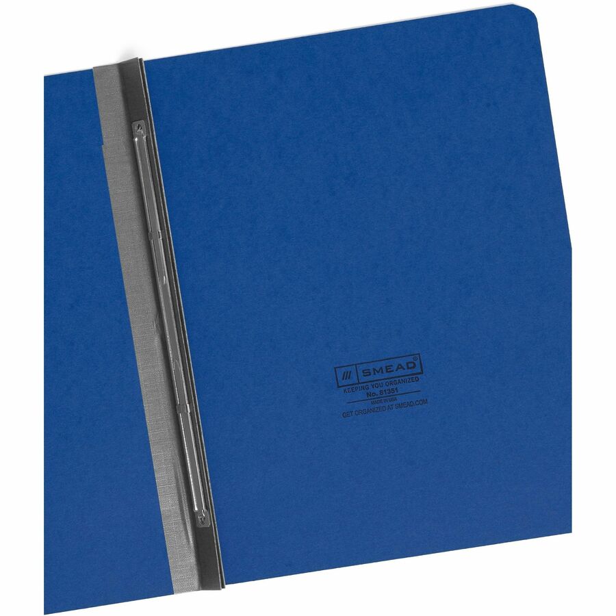 Smead Letter Recycled Fastener Folder - 8 1/2" x 11" - 3" Expansion - 1 Fastener(s) - 25 pt. - Pressboard - Dark Blue - Metal Compressor, Hinged - 100% Paper Recycled - 1 Each