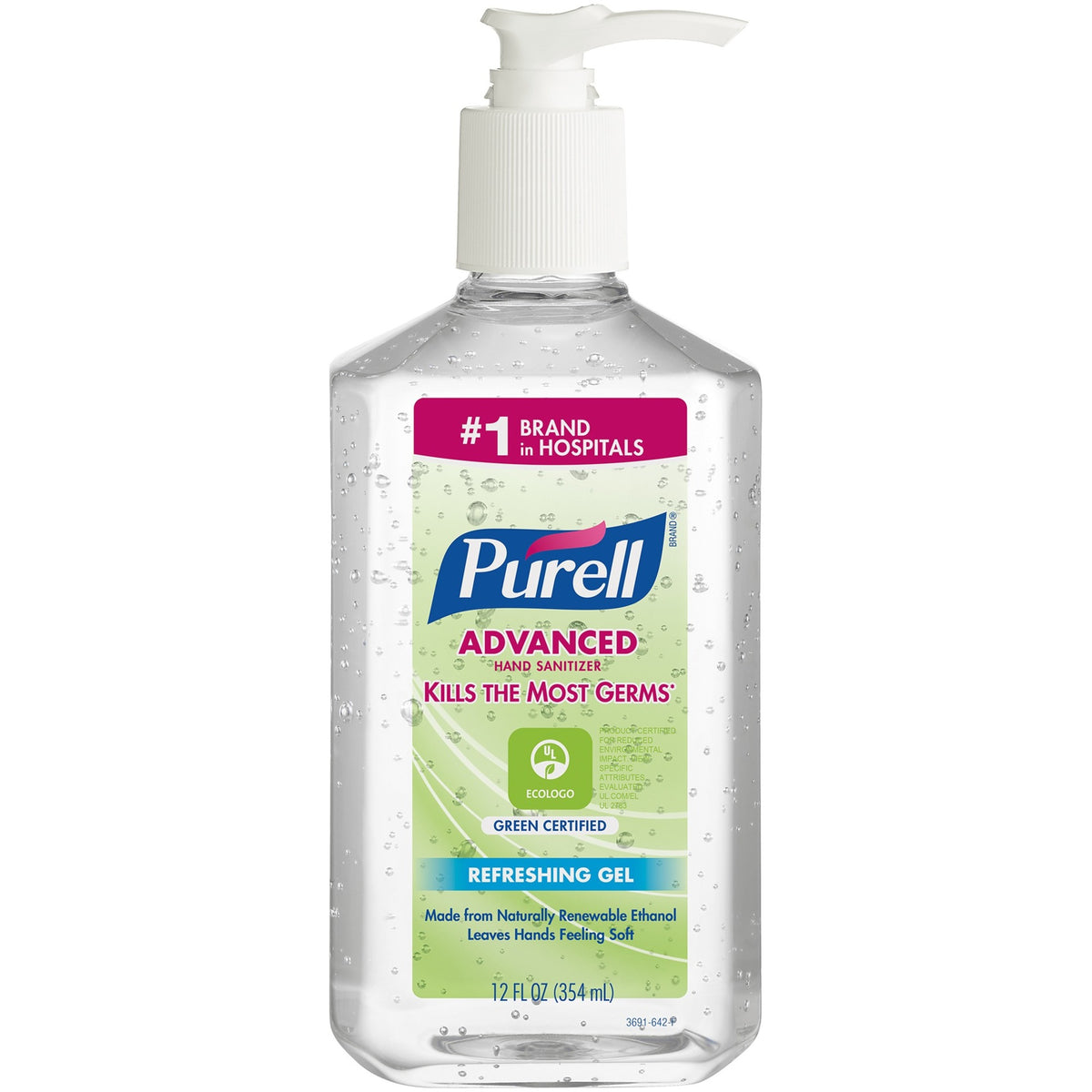 PURELL® Hand Sanitizer Gel - Fragrance-free Scent - 12 fl oz - Pump Bottle Dispenser - Kill Germs - Clear - 1 Each
