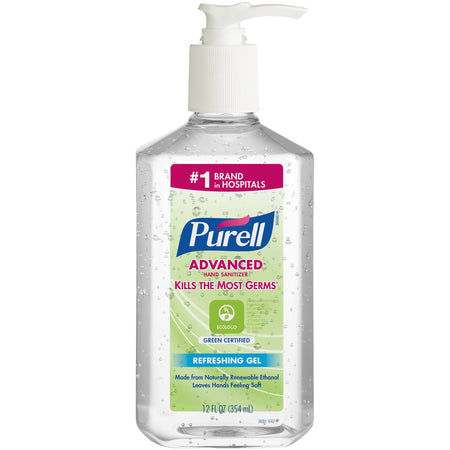 PURELL® Hand Sanitizer Gel - Fragrance-free Scent - 12 fl oz - Pump Bottle Dispenser - Kill Germs - Clear - 1 Each