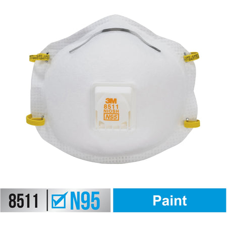 3M Particulate Respirator N95 - Particulate Protection - White - Exhalation Valve, Adjustable Nose Clip, Braided Headband - 10 / Box