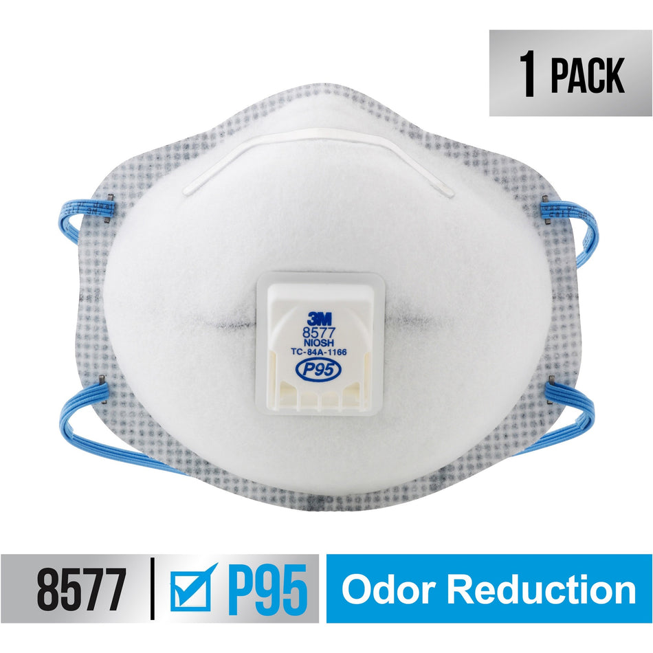 3M Advanced Filter Relief Respirator - Particulate, Odor Protection - White - Adjustable Nose Clip, Braided Headband, Exhalation Valve - 1 / Pack