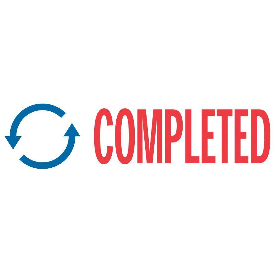 COSCO 2-Color Shutter Stamp - Message Stamp - COMPLETED - 0.50" Impression Width - 20000 Impression(s) - Red, Blue - Rubber, Plastic - 1 Each