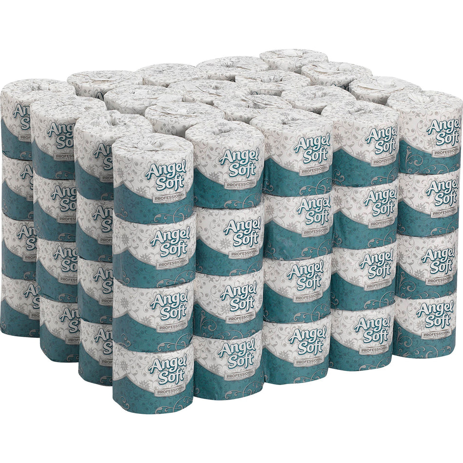 Angel Soft Professional Series Embossed Toilet Paper - 2 Ply - 4" Width x 4.05" Length - 450 Sheets/Roll - White - 80 / Carton