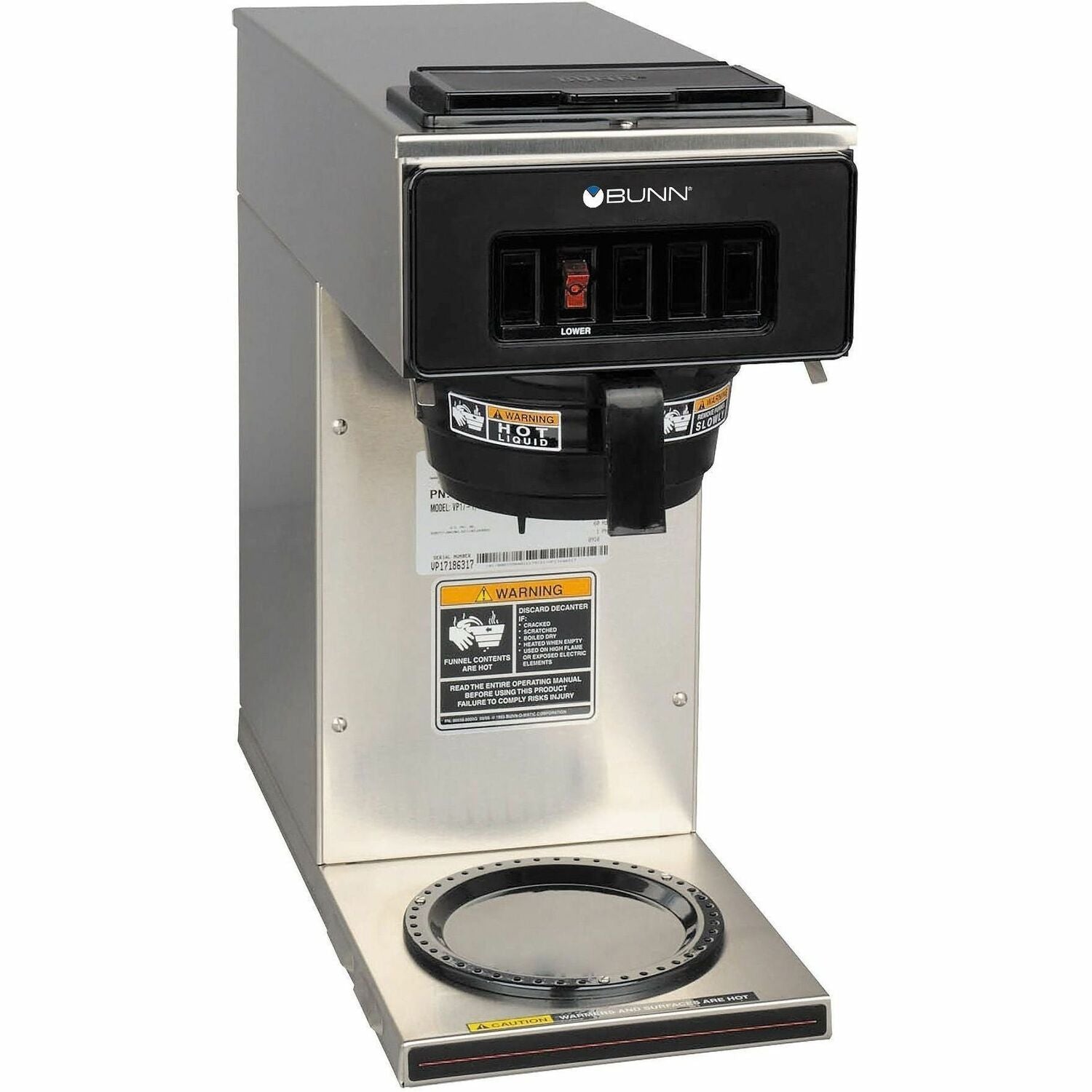 BUNN 12-Cup Low-Profile Pourover Coffee Brewer with 1 Warmer - 1500