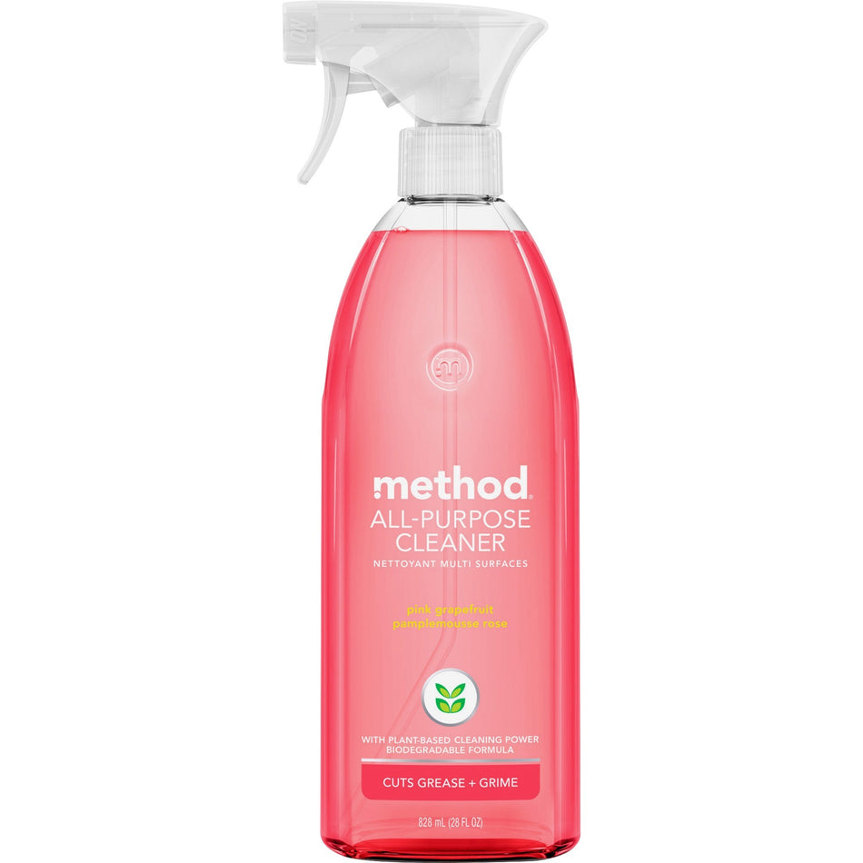 Method All-Purpose Cleaner - For General Purpose - 28 fl oz (0.9 quart) - Pink Grapefruit Scent - Recommended For: Dirt Remover - Non-toxic - Light Pink - 1 Each