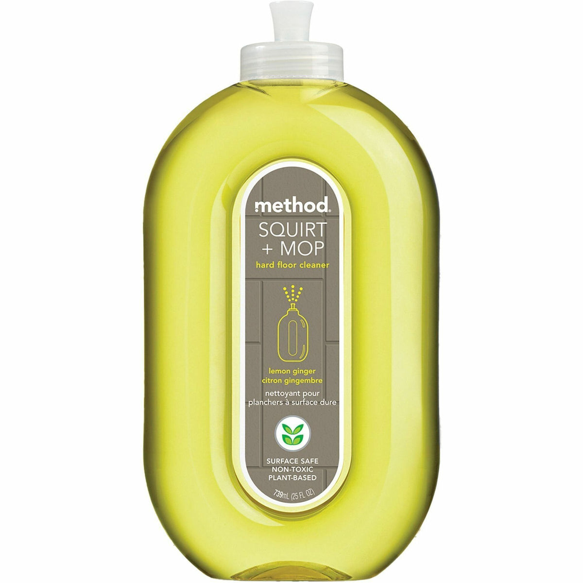 Method Squirt + Mop Hard Floor Cleaner - Ready-To-Use - 25 fl oz (0.8 quart) - Lemon Ginger Scent - Non-toxic, Deodorize, Triclosan-free - Lemon - 1 Each