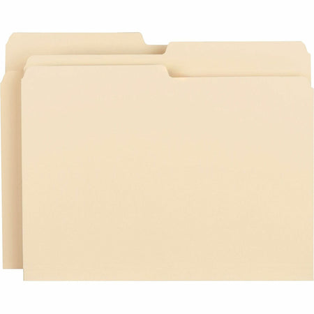 Business Source 1/2 Tab Cut Letter Recycled Top Tab File Folder - 8 1/2" x 11" - 3/4" Expansion - Top Tab Location - Assorted Tab Position - 11 pt. - 1 Plys - Manila - Rounded Corner - 10% Recycled - 100 / Box