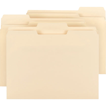 Business Source Recycled File Folders - 8.5’’ x 11’’ - 3/4’’ Expansion - Assorted Tab Position - Top