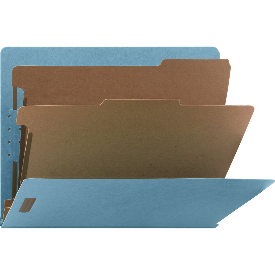 Nature Saver Letter Recycled Classification Folder - 8 1/2" x 11" - End Tab Location - 2 Divider(s) - 25 pt. - Fiberboard - Blue - 100% Recycled - 10 / Box