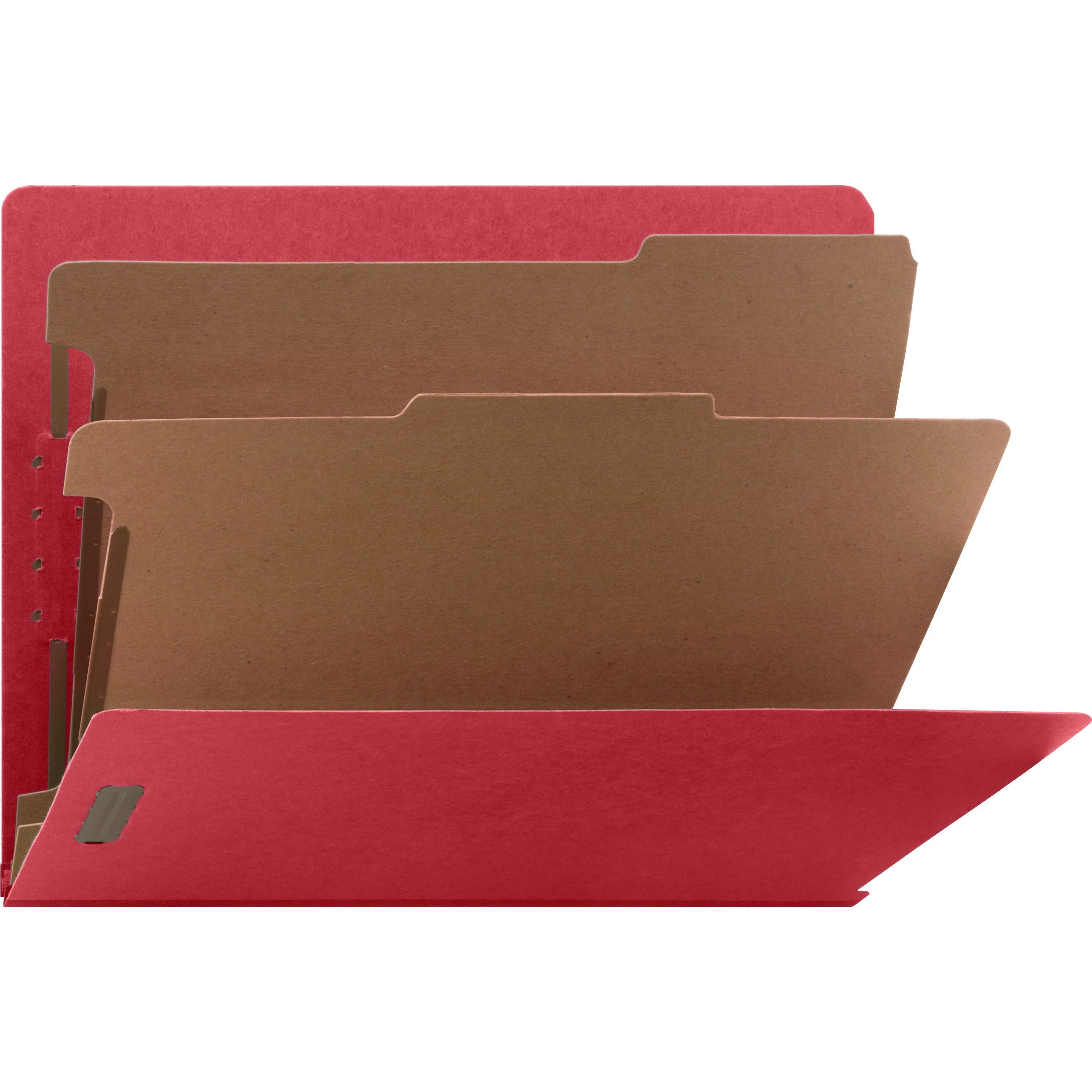 Nature Saver Letter Recycled Classification Folder - 8 1/2" x 11" - End Tab Location - 2 Divider(s) - 25 pt. - Fiberboard - Bright Red - 100% Recycled - 10 / Box