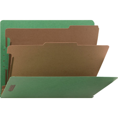 Nature Saver Letter Recycled Classification Folder - 8 1/2" x 11" - End Tab Location - 2 Divider(s) - 25 pt. - Fiberboard - Green - 100% Recycled - 10 / Box