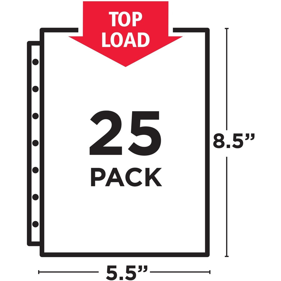 Avery® Mini Diamond Clear Heavyweight Sheet Protectors - 1 x Sheet Capacity - For 5 1/2" x 8 1/2" Sheet - 7 x Holes - 3 x Rings - Top Loading - Rectangular - Clear - Polypropylene - 25 / Pack