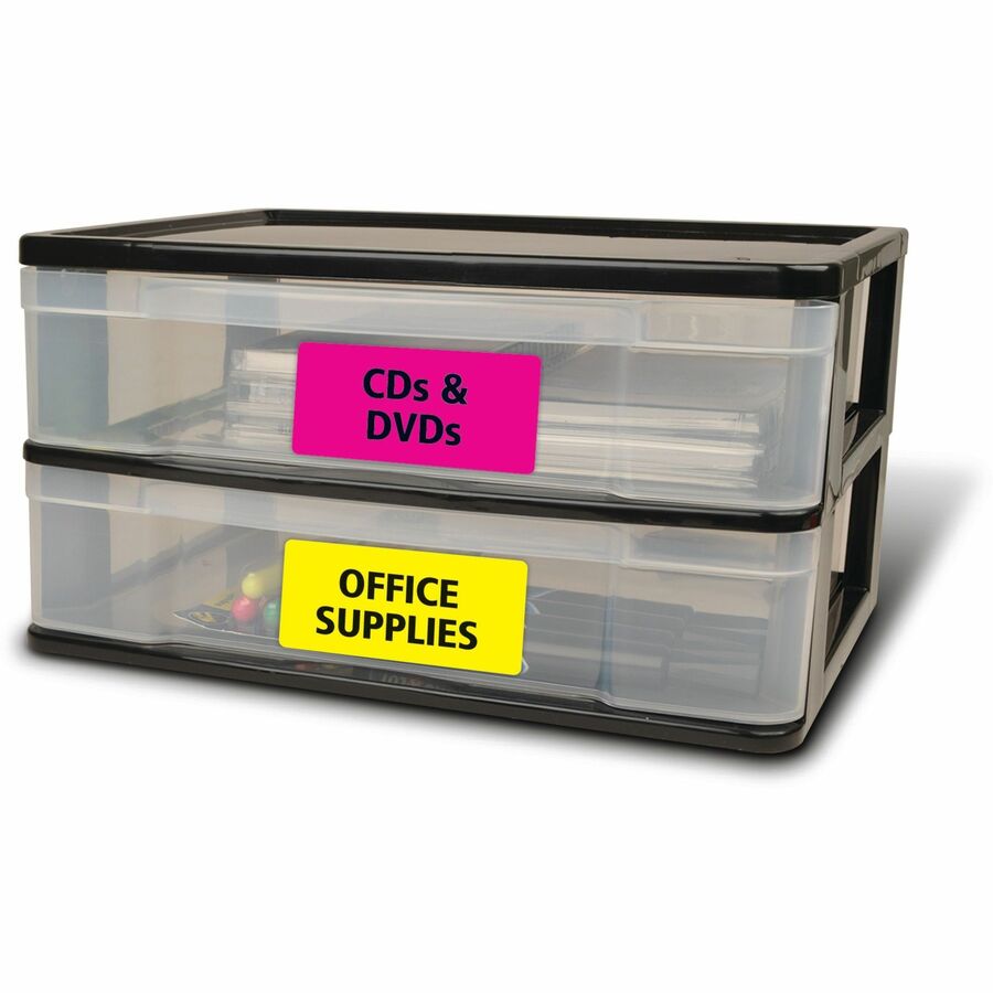 Avery®  Multipurpose Labels - 2" Width x 4" Length - Removable Adhesive - Rectangle - Inkjet, Laser - Neon Green, Neon Magenta, Neon Yellow - Paper - 10 / Sheet - 12 Total Sheets - 120 Total Label(s) - 120 / Pack