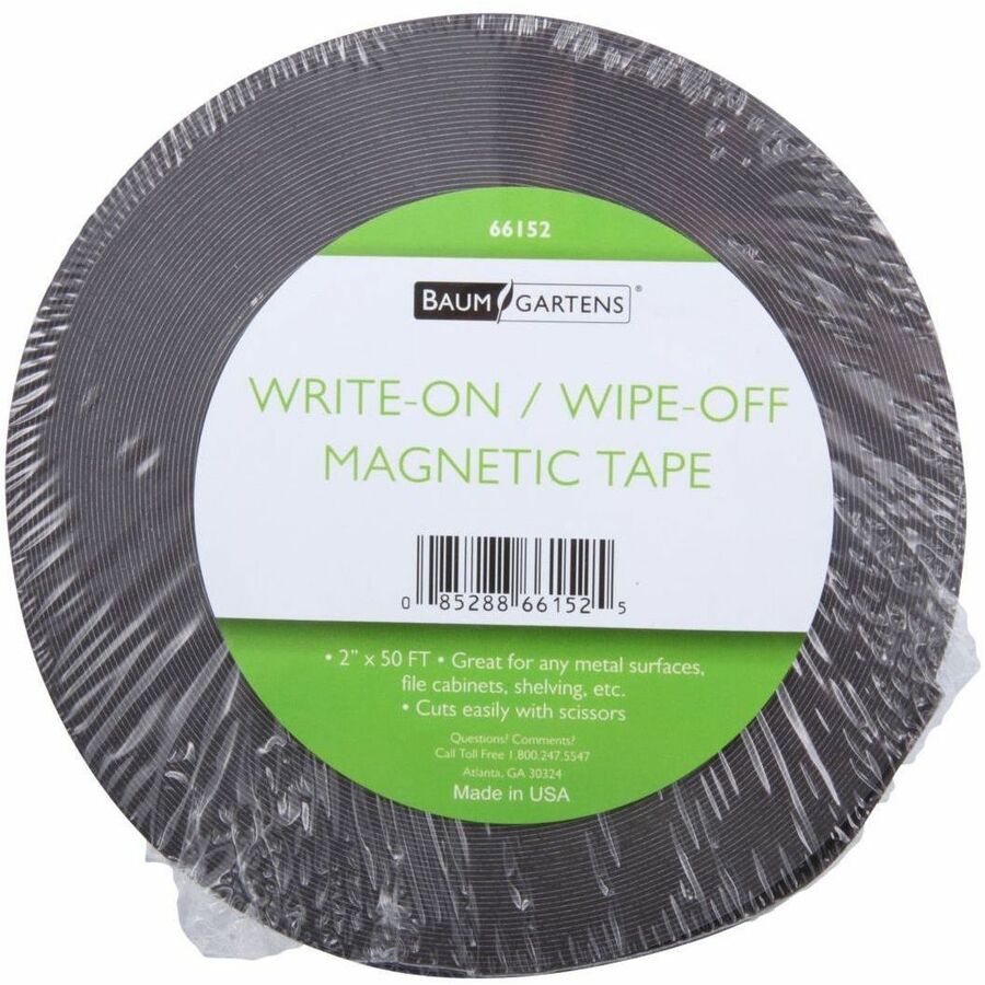 Zeus Write On/Wipe Off Magnetic Label Tape 50' x 2" WHITE - 16.67 yd Length x 2" Width - White - Magnet - Damage Resistant - For Labeling, Shelf Labeling, Presentation, List, Cabinet, Metal Surface Roll - 1 Roll