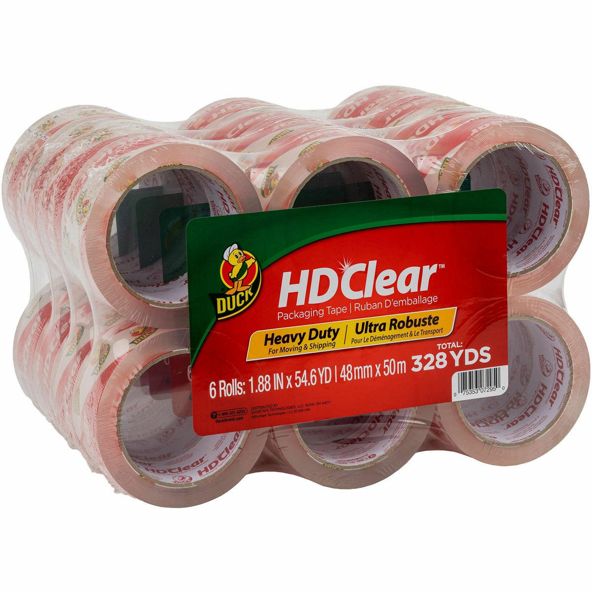 Duck Brand HD Clear Packing Tape - 54.60 yd Length x 1.88" Width - 3" Core - Clear - 2.60 mil - Acrylic Backing - UV Resistant - For Sealing, Packing, Shipping, Label Protection - 24 / Carton
