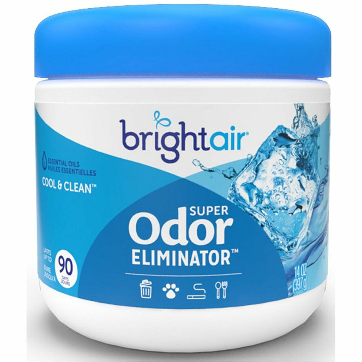 Bright Air Super Odor Eliminator Air Freshener - Gel - 450 ftÔøΩ - 14 fl oz (0.4 quart) - Cool, Clean - 60 Day - 1 Each