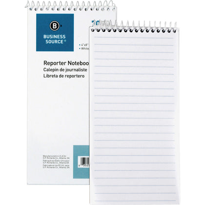 Business Source Coat Pocket-size Reporters Notebook - 70 Sheets - Spiral - 4’’ x 8’’ - White Paper - 1 Dozen - Notebooks