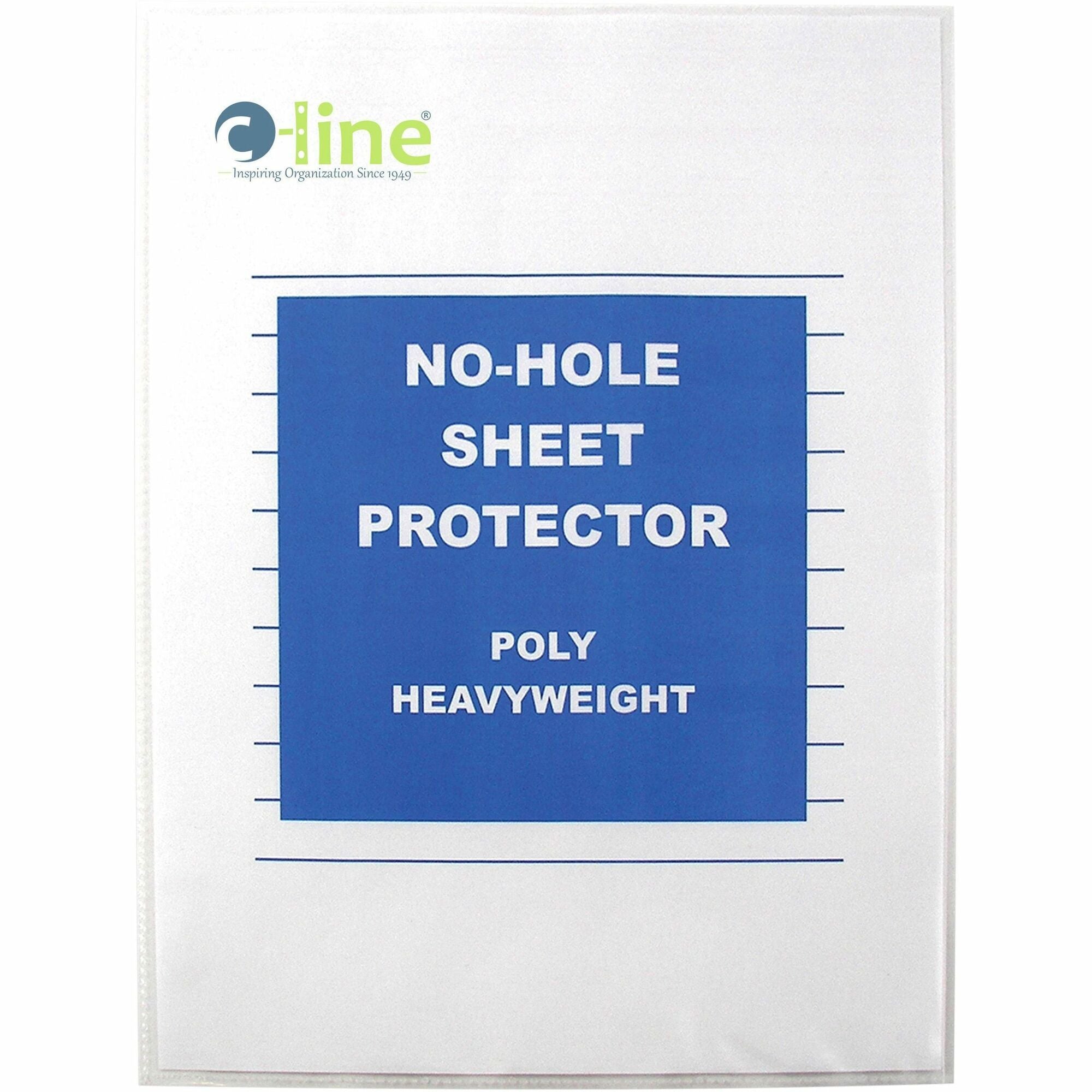 C-Line No-Hole Poly Sheet Protectors - For Letter 8 1/2" x 11" Sheet - Clear - Polypropylene - 25 / Box