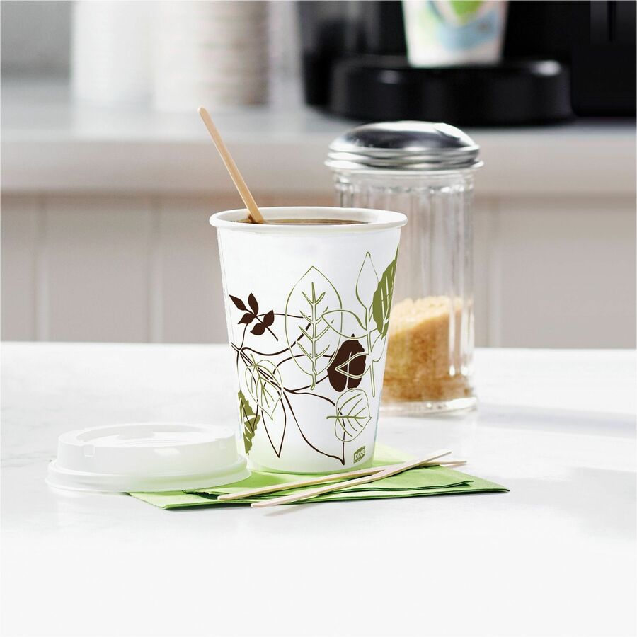 Dixie Pathways 10 oz Paper Hot Cups By GP Pro - 50 / Pack - 10 fl oz - 20 / Carton - White - Paper - Hot Drink
