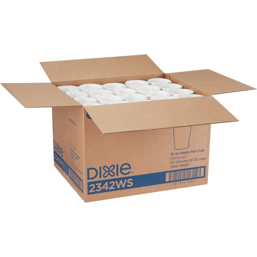 Dixie Pathways 12 oz Paper Hot Cups By GP Pro - fl - White - Drink - 25/Pack - 20 / Carton
