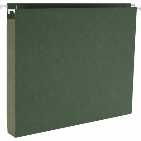 Business Source 1/5 Tab Cut Letter Recycled Hanging Folder - 8 1/2" x 11" - Capacity1" Expansion - Standard Green - 10% Recycled - 25 / Box