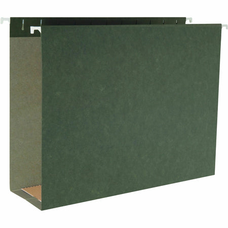 Business Source 1/5 Tab Cut Letter Recycled Hanging Folder - 8 1/2" x 11" - Capacity3" Expansion - Standard Green - 10% Recycled - 25 / Box