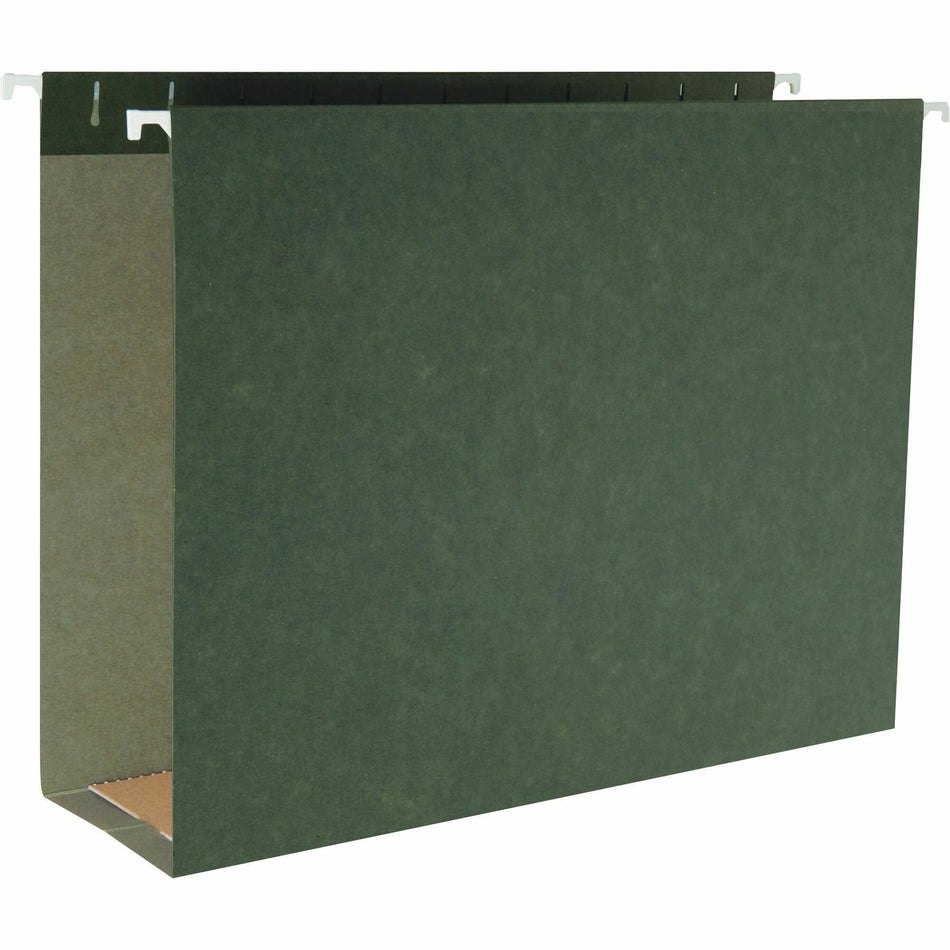 Business Source 1/5 Tab Cut Letter Recycled Hanging Folder - 8 1/2" x 11" - Capacity3" Expansion - Standard Green - 10% Recycled - 25 / Box